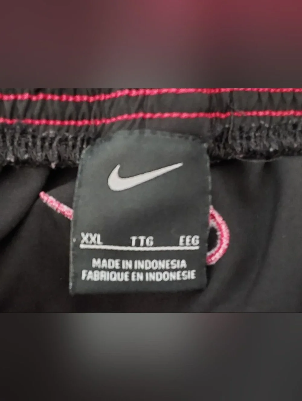 Nike Red Swim Trunks with Black Accent Trim & Drawstring Closure